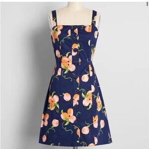 NWT Modcloth Summertime Appreciation Sundress Sleeveless Navy Floral Sz 0 Retro